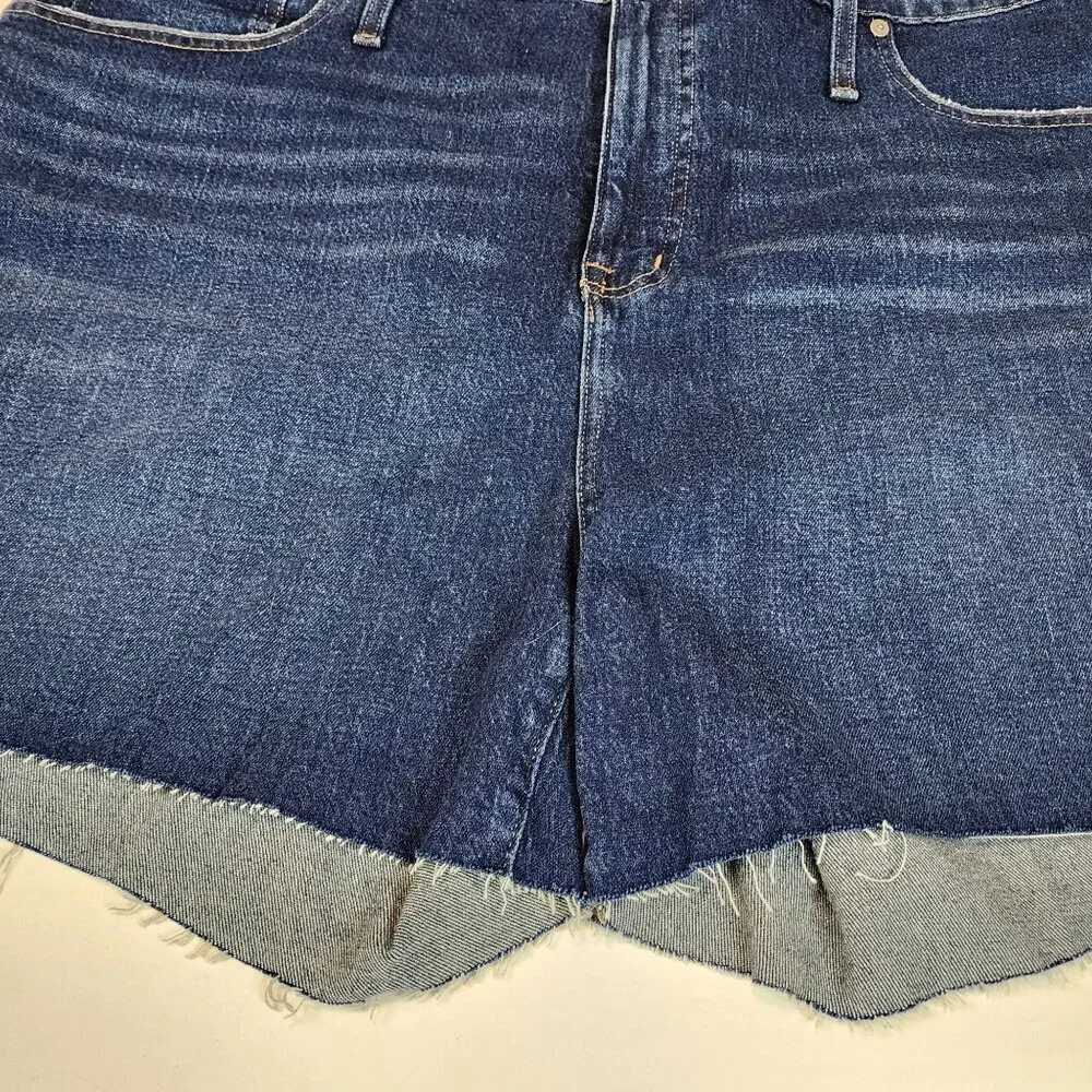 Madewell sz 36 High Rise Denim Shorts Curvy Blue Raw Hems
